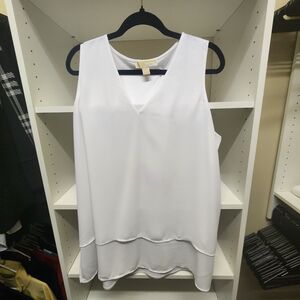 MICHAEL Michael Kors White Layered V-Neck Sleeveless Top